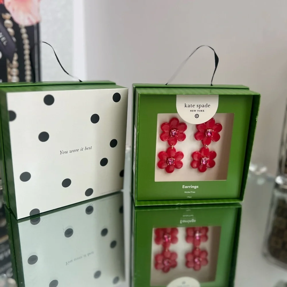 Kate Spade New York × Target Floral Linear Earrings Red New With Box